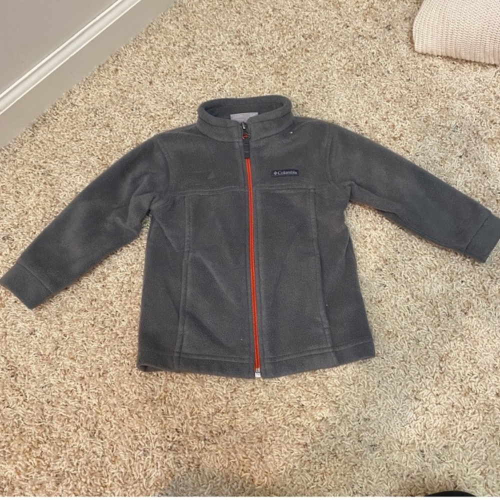 Columbia Fleece Toddler 18-24 month Gray with Orange Zipper